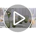 Green 14oz Drinking Glasses Set - Vintage Embossed Glassware, 6-Pack