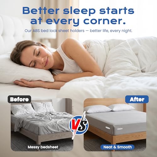 Bed Sheet Holders with Anti-Slip Clips - 4 Pack for All Mattress Sizes