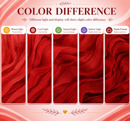 GRYSERIN 2-Pack Red Cheesecloth Table Runner 17x108in | Gauze Linen Strap Wedding Rustic