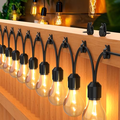 Outdoor String Light Clips 50-Pack - Weatherproof Light Hanger Hooks, Black