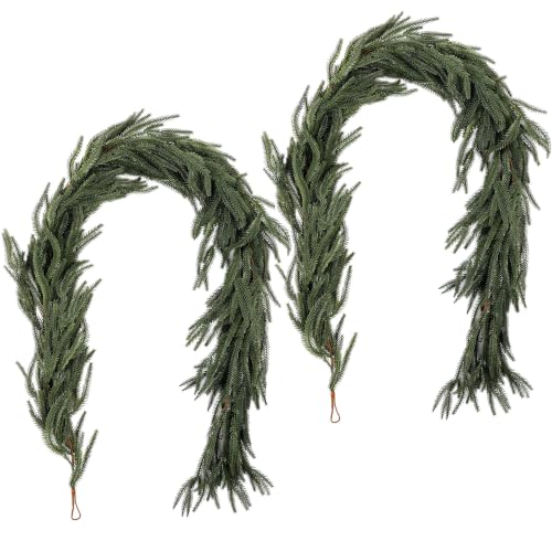 Sorviane 6FT Christmas Garland - 2 Pack Norfolk Pine Garland - Pine Christmas Decor
