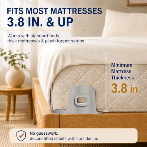 Bed Sheet Corner Holders (4-Pack) – 90° Quick Lock Fitted Sheet Clips