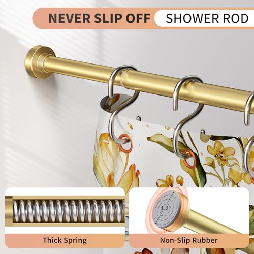 Emlaoe Gold Adjustable Shower Curtain Rod 34-66 Inch No Drill Tension
