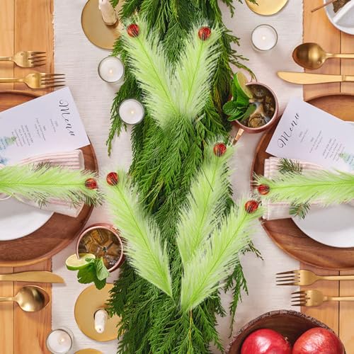 30Pcs Lime Green Christmas Tree Topper with Red Glitter Balls, 17''</n>Assorted Xmas Picks