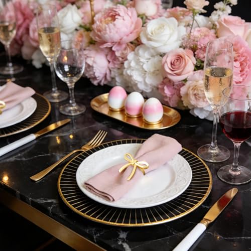 Wonlex Matte Gold 20 Pcs Bow Napkin Rings Elegant Table Decor for Weddings & Parties