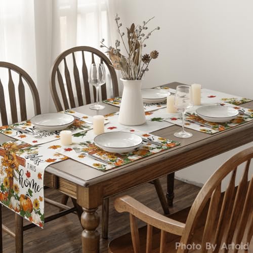 Artoid Mode Pumpkins Floral Placemats Set of 4 – 12 x 18 inches