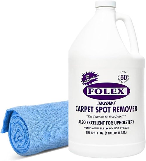 FOLEX Instant Carpet Spot Remover - Powerful Stain Eliminator for Carpets & Upholstery - 128 oz with Reusable Cleaning Cloth