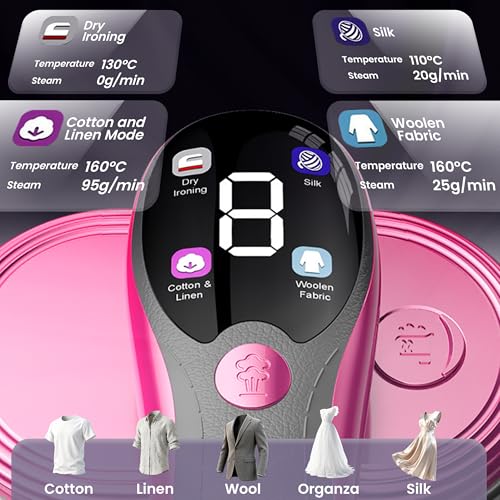 SHAWALEEN Pink Travel Clothes Steamer & Iron 2-in-1 1200W Wrinkle Remover