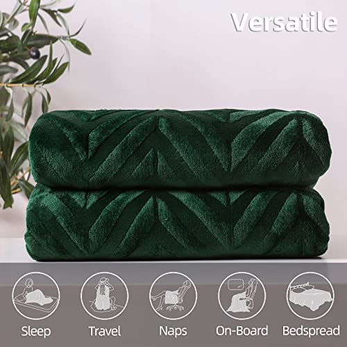 Queen Size Emerald Green Flannel Fleece Bed Blanket 90x90 Inch