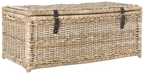 46-Inch Hand-Woven Wicker Storage Trunk, Collapsible Fold-Flat Design