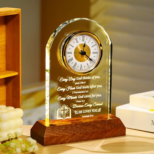 Arikyrist God Christian Glass Clock - Spiritual Gift for Women Men, Bible Verse Art
