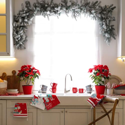 FuWeave 12 Pack Christmas Kitchen Towels - Holiday Dish Towels for Kitchen & Housewarming Gift