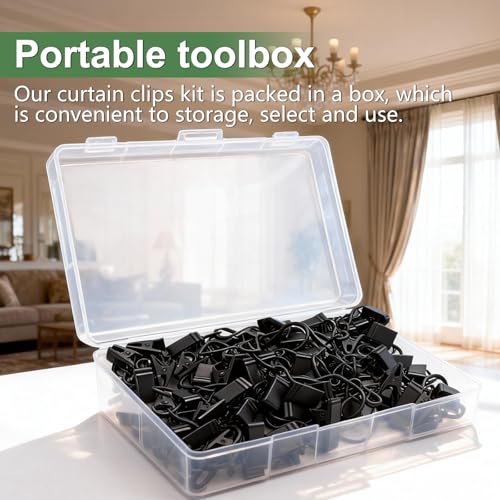 50 Pack Stainless Steel Curtain Hanging Clips with Hooks, 2.4-Inch Metal Clips