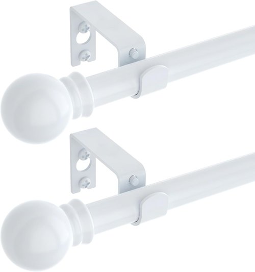 GXOACKJ Heavy Duty Metal Curtain Rod Set - 2 Pack White, 66 to 120 Inch, 5/8 Inch Diameter