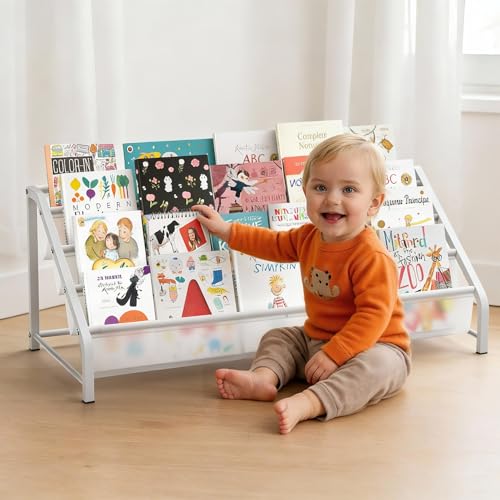 4-Tier Kids Bookshelf & Organizer, Montessori Front-Facing Display Stand