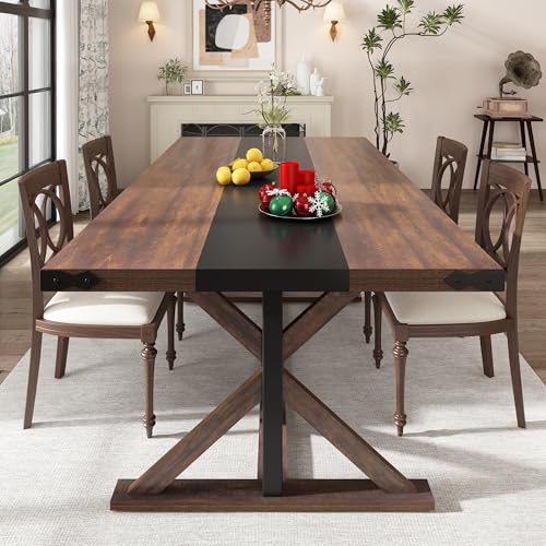 71-Inch Rectangular Farmhouse Dining Table for 6, Modern Wood Kitchen Table