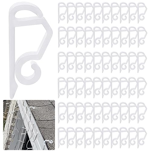 120PCS Outdoor Gutter Hooks for String Lights, Weatherproof Plastic Clips