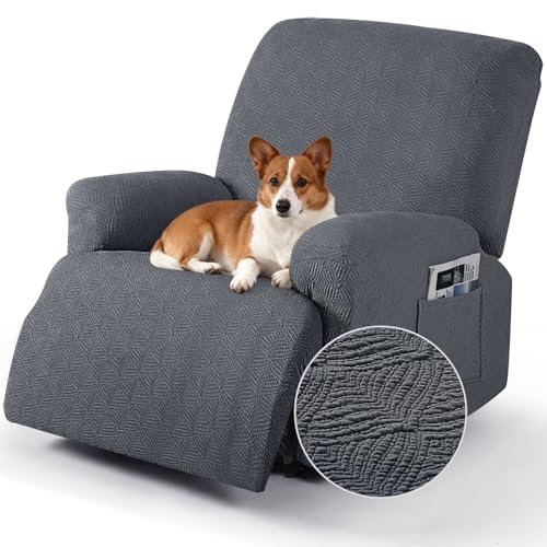 Recliner Chair Covers Washable, Stretch 3-Piece Gray Slipcover