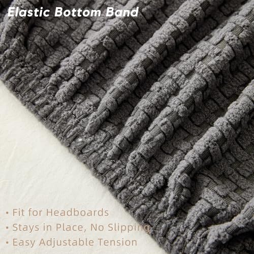 King Headboard Cover - Stretch Jacquard Slipcover, Grey