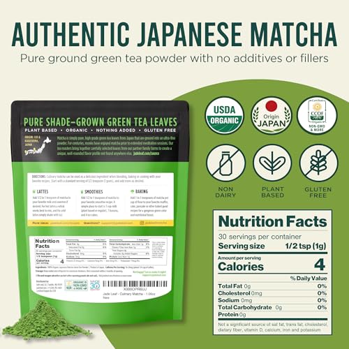 Organic Culinary Grade Matcha Green Tea Powder - Authentic Japanese (30g)