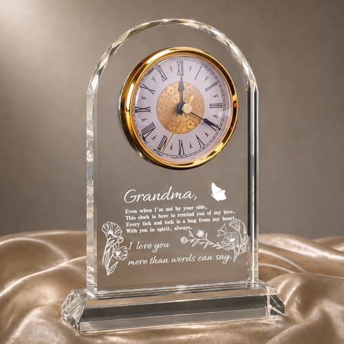 Grandma Gifts from Granddaughter Grandson - Birthday Glass Clock - WinTaim
