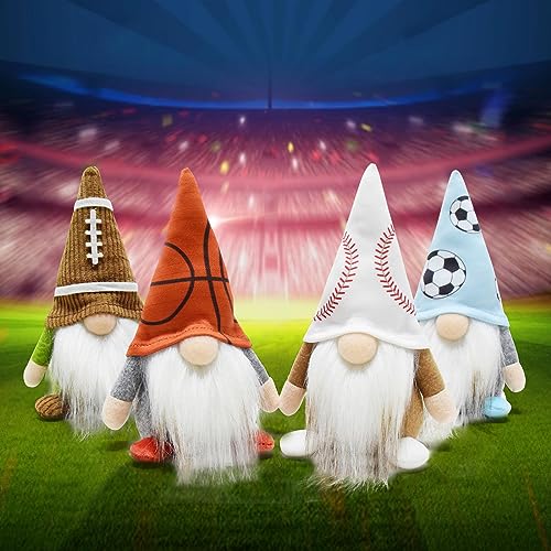 Football Rugby Gnome Plush Ornament Cute Sports Themed Tiered Tray Decor