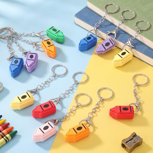12-Pack Silent Crayon Fidget Keychains - Noiseless Sensory Stress Relief Toy