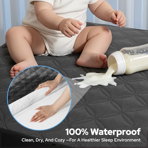 BEDLORE Waterproof Crib Mattress Protector 2-Pack - 52" x 28" Noiseless Cover
