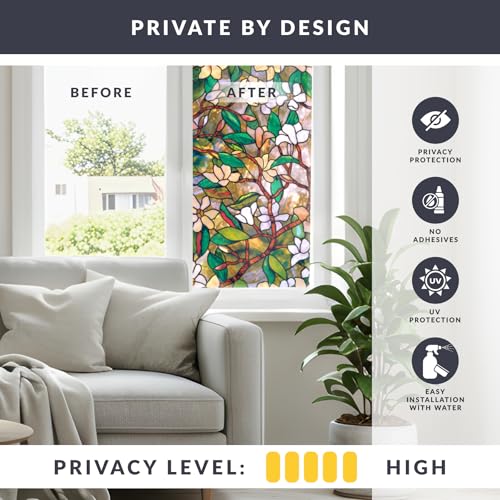 Magnolia Window Film 24" x 36" - Decorative Privacy & UV Protection