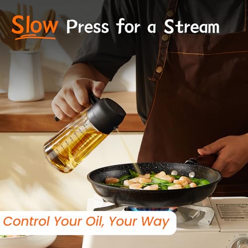 TrendPlain 16oz Black Glass Olive Oil Sprayer Dispenser for Kitchen & Air Fryer