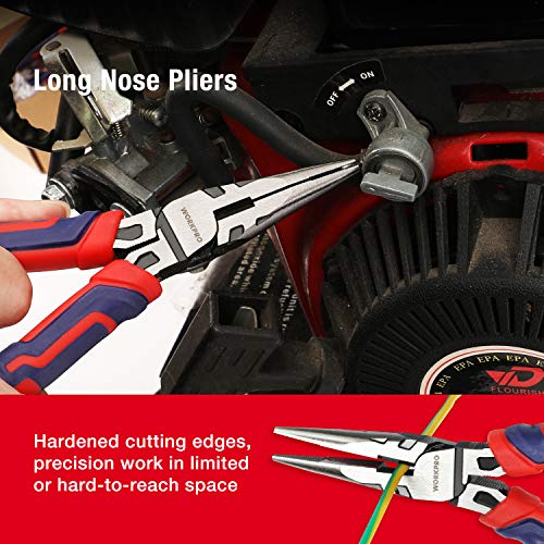 WORKPRO Pliers Set, Premium Cr-V Construction, Includes 6 Inch Slip Joint, Long Nose, Diagonal Cutting, 8 Inch Groove Joint, 7 Inch Linesman and Storage Pouch, for Basic Repair
