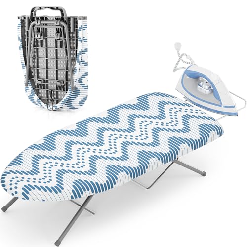 KINGBOARD Small Tabletop Ironing Board with Iron Rest & Heat Resistant Cover