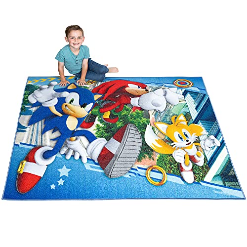 Sonic the Hedgehog Kids Area Rug, Non-Slip Playroom Mat, 69 x 52 Inches