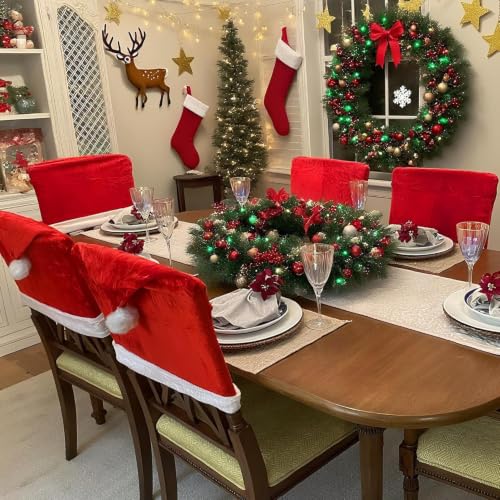 BIETYONE Christmas Chair Covers Set - Holiday Stretch Fit Dining Slipcovers, 4 Pieces