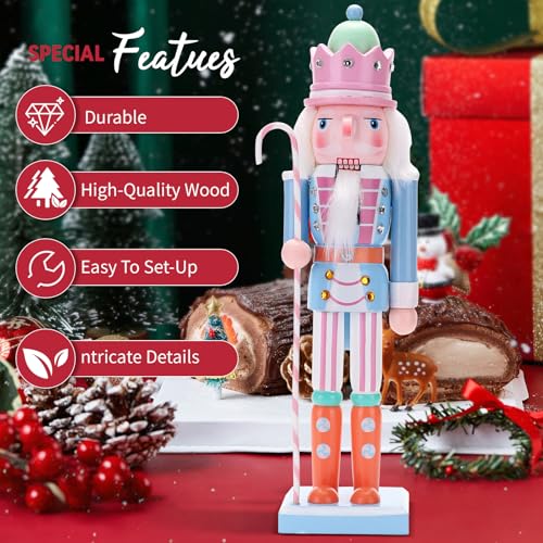 12-Inch Hand-Painted Wooden Nutcracker King Doll - Christmas Tabletop Decor