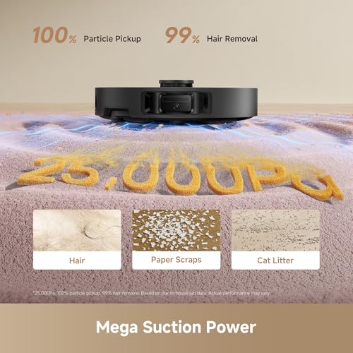 Robot Vacuum and Mop with Self-Emptying Dock, 25,000Pa Suction & App Control