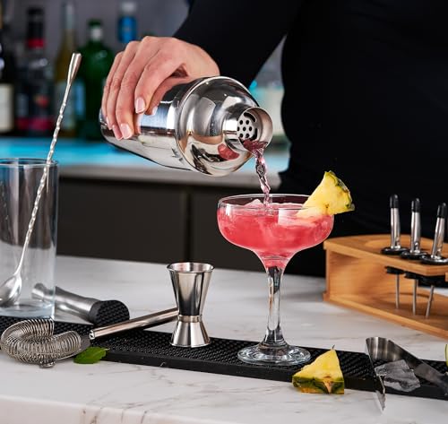 FineDine Stainless Steel Cocktail Shaker Set with Bartender Tools & Stand