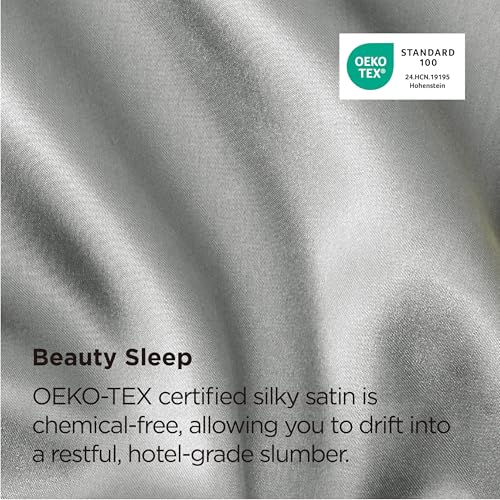 Bedsure Satin Pillowcases Queen Size 2-Pack - Silver Grey