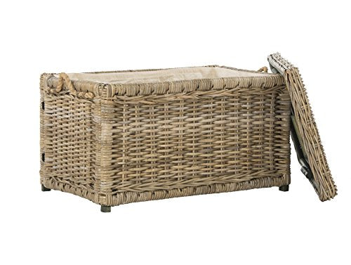 Collapsible Wicker Storage Trunk with Removable Lid, 30.7-Inch Natural Rattan