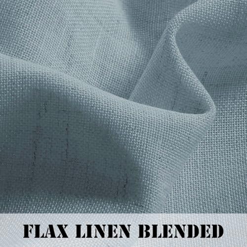 H.VERSAILTEX Stone Blue Linen Curtains 84 Inch Length for Living Room 2 Panels Set Rod Pocket Light Filtering Semi Sheer Curtains for Bedroom Country Farmhouse Drapes 52x84 Long