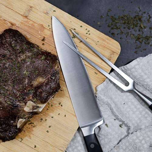Outset Stainless Steel Carving Set - Chef's Carving Knife & Meat Fork