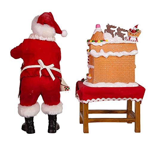 10.5-Inch LED Santa Decorating Gingerbread House Tabletop Figurine