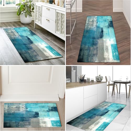 3-Piece Abstract Kitchen Mat Set, Washable Non-Slip Floor Rugs