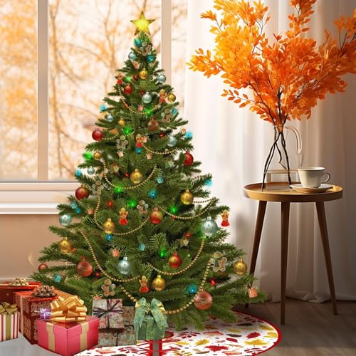 36-Inch Reversible Fall & Halloween Tree Skirt, Double-Sided Holiday Mat