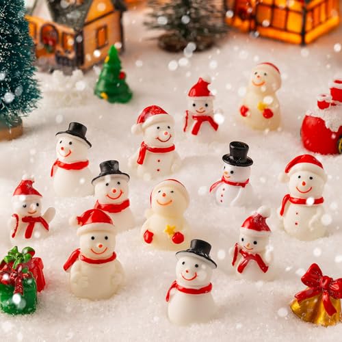 FFNIU 72Pcs Mini Snowman Figurines - SnowmanFigurines72Pcs 6 Styles Resin Christmas Decor
