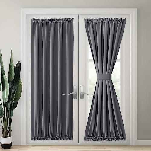 Adjustable French Door Curtain Rod, 18-30 Inch, 2 Pack, Black