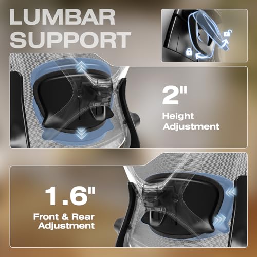 ELABEST Midnight Mist Ergonomic Mesh Office Chair with Footrest & 5D Flip-Up Arms - Big & Tall Home/Office Chair