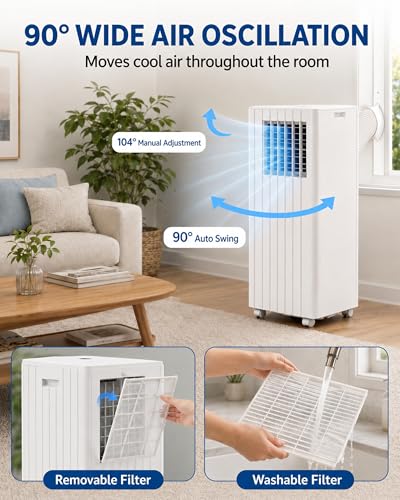 Portable Air Conditioner 8,000 BTU, 4-in-1 AC Unit for Rooms Up to 350 Sq.Ft