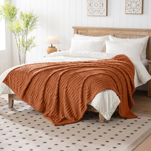 60x80 Inch Rust Twin Fleece Blanket - Soft, Cozy & Aesthetic