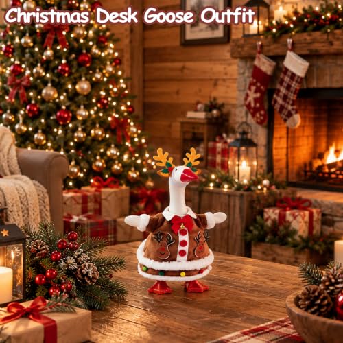 YGEINIT Christmas Deer Goose Outfit for 7 Inch Desk Decorations, Holiday Costume Accessories